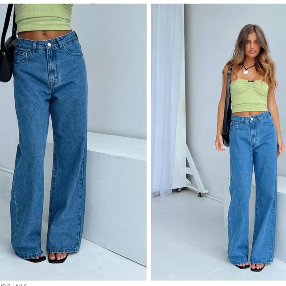 Princess Polly - Eugarie Wide Leg Jeans - Denim - Size 0